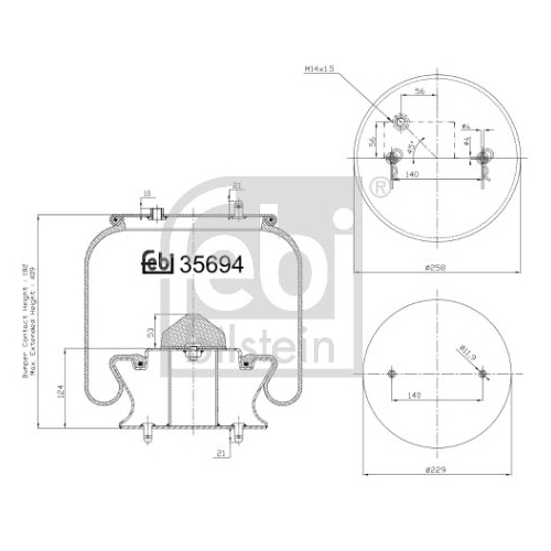 Febi Bilstein 35694 Luftfederbalg mit Stahlkolben , 1 St&uuml;ck
