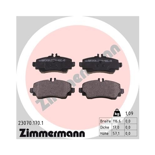 Bremsbelagsatz, Scheibenbremse ZIMMERMANN 23070.170.1 f&uuml;r MERCEDES-BENZ