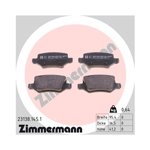 Bremsbelagsatz, Scheibenbremse ZIMMERMANN 23138.145.1 f&uuml;r MERCEDES-BENZ