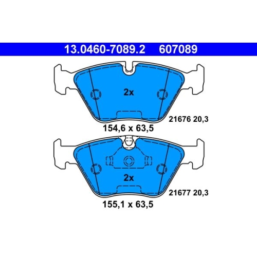 Bremsbelagsatz, Scheibenbremse ATE 13.0460-7089.2 f&uuml;r BMW, Vorderachse