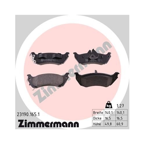 Bremsbelagsatz, Scheibenbremse ZIMMERMANN 23190.165.1 f&uuml;r MERCEDES-BENZ