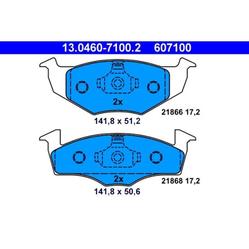 Bremsbelagsatz, Scheibenbremse ATE 13.0460-7100.2 f&uuml;r SEAT SKODA VAG