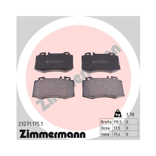 Bremsbelagsatz, Scheibenbremse ZIMMERMANN 23271.175.1 f&uuml;r MERCEDES-BENZ