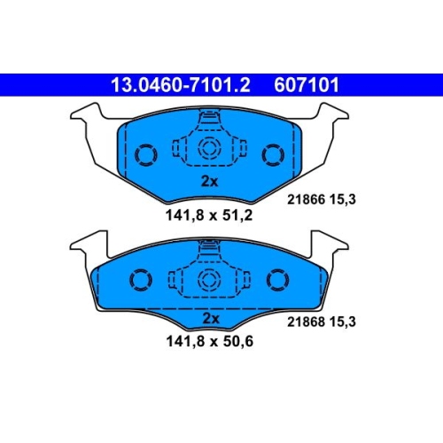 Bremsbelagsatz, Scheibenbremse ATE 13.0460-7101.2 f&uuml;r SEAT SKODA VAG