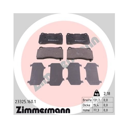 Bremsbelagsatz, Scheibenbremse ZIMMERMANN 23325.160.1 f&uuml;r OPEL SUBARU CHEVROLET