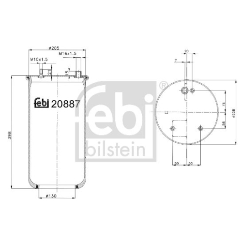 Febi Bilstein 20887 Luftfederbalg ohne Kolben , 1 St&uuml;ck