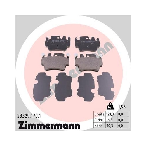 Bremsbelagsatz, Scheibenbremse ZIMMERMANN 23329.170.1 f&uuml;r PORSCHE, Hinterachse