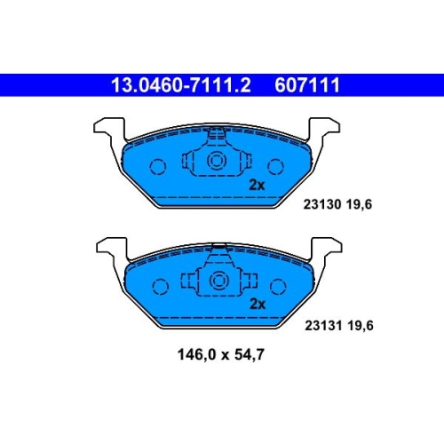 Bremsbelagsatz, Scheibenbremse ATE 13.0460-7111.2 f&uuml;r SEAT SKODA VAG