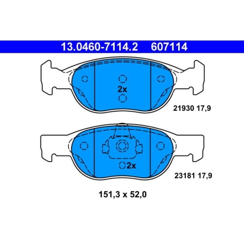 Bremsbelagsatz, Scheibenbremse ATE 13.0460-7114.2 f&uuml;r FIAT, Vorderachse