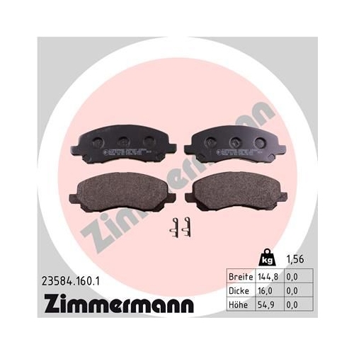 Bremsbelagsatz, Scheibenbremse ZIMMERMANN 23584.160.1 f&uuml;r CHRYSLER DODGE PEUGEOT