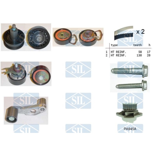Wasserpumpe + Zahnriemensatz Saleri SIL K1PA945A f&uuml;r AUDI SEAT SKODA VW