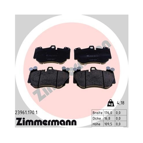 Bremsbelagsatz, Scheibenbremse ZIMMERMANN 23961.170.1 f&uuml;r PORSCHE VAG