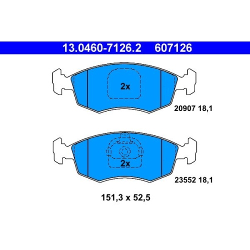 Bremsbelagsatz, Scheibenbremse ATE 13.0460-7126.2 f&uuml;r FIAT, Vorderachse