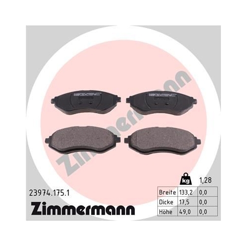 Bremsbelagsatz, Scheibenbremse ZIMMERMANN 23974.175.1 f&uuml;r CHEVROLET DAEWOO