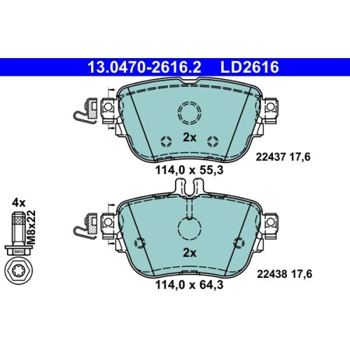 Bremsbelagsatz, Scheibenbremse ATE 13.0470-2616.2 ATE Ceramic f&uuml;r MERCEDES-BENZ