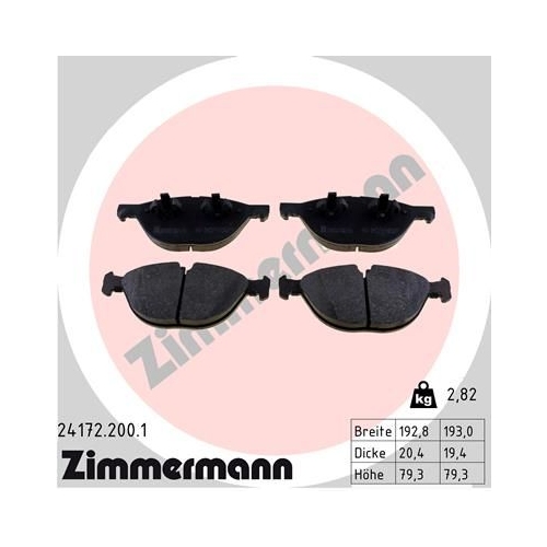 Bremsbelagsatz, Scheibenbremse ZIMMERMANN 24172.200.1 f&uuml;r BMW, Vorderachse