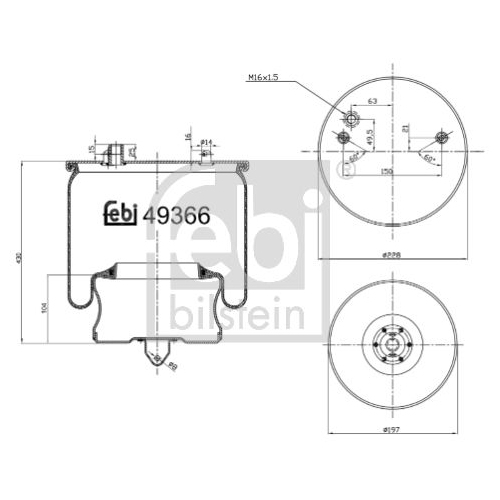 Febi Bilstein 49366 Luftfederbalg mit Stahlkolben , 1 St&uuml;ck