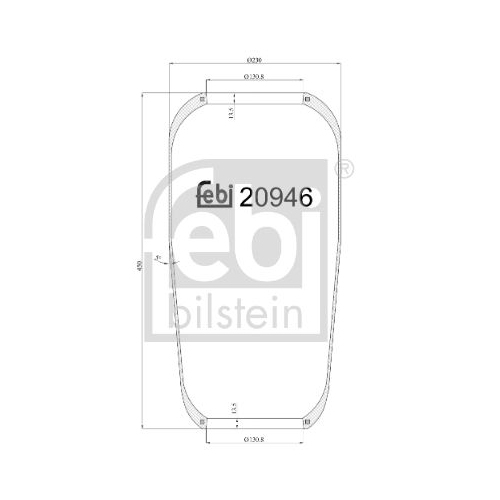 Febi Bilstein 20946 Luftfederbalg ohne Kolben , 1 St&uuml;ck