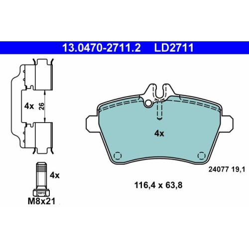 Bremsbelagsatz, Scheibenbremse ATE 13.0470-2711.2 ATE Ceramic f&uuml;r MERCEDES-BENZ