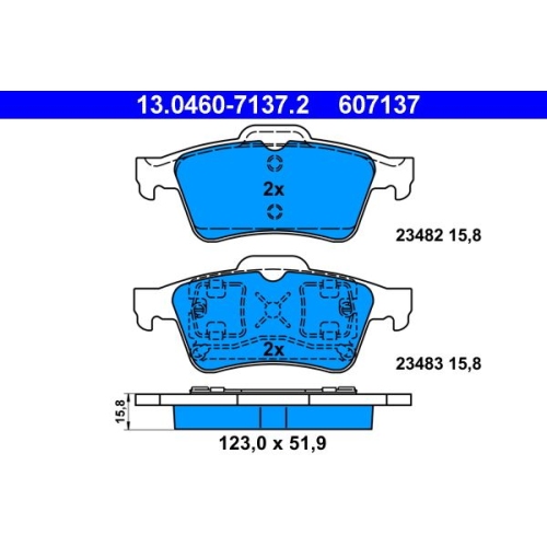 Bremsbelagsatz, Scheibenbremse ATE 13.0460-7137.2 f&uuml;r NISSAN RENAULT