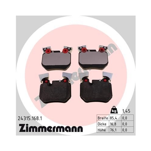 Bremsbelagsatz, Scheibenbremse ZIMMERMANN 24315.168.1 f&uuml;r BMW, Hinterachse