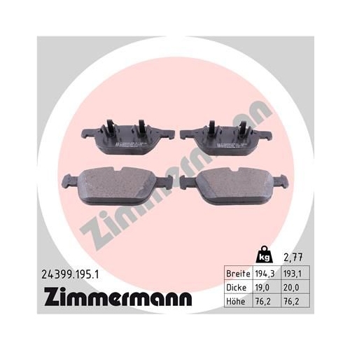 Bremsbelagsatz, Scheibenbremse ZIMMERMANN 24399.195.1 f&uuml;r VOLVO VOLVO ASIA