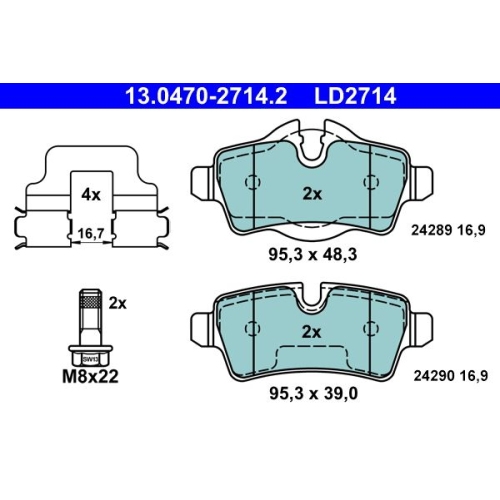 Bremsbelagsatz, Scheibenbremse ATE 13.0470-2714.2 ATE Ceramic f&uuml;r MINI