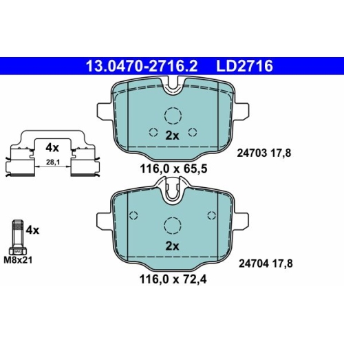 Bremsbelagsatz, Scheibenbremse ATE 13.0470-2716.2 ATE Ceramic f&uuml;r BMW