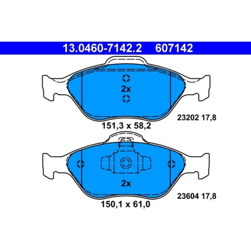 Bremsbelagsatz, Scheibenbremse ATE 13.0460-7142.2 f&uuml;r FORD MAZDA, Vorderachse