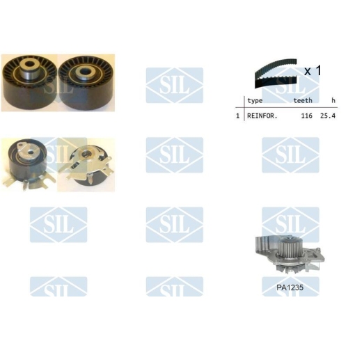 Wasserpumpe + Zahnriemensatz Saleri SIL K1PA1235 f&uuml;r CITRO&Euml;N FORD LANCIA VOLVO