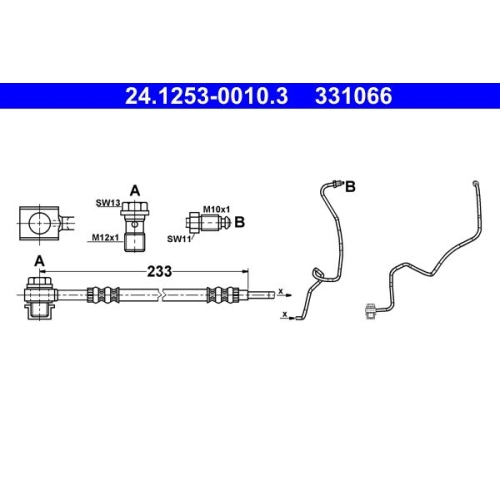 Bremsschlauch ATE 24.1253-0010.3 f&uuml;r SEAT SKODA VAG, Hinterachse links