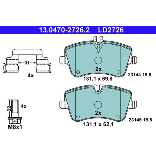 Bremsbelagsatz, Scheibenbremse ATE 13.0470-2726.2 ATE Ceramic f&uuml;r MERCEDES-BENZ