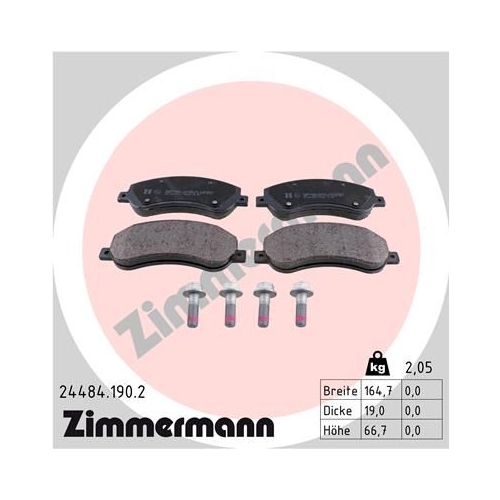 Bremsbelagsatz, Scheibenbremse ZIMMERMANN 24484.190.2 f&uuml;r VAG, Vorderachse