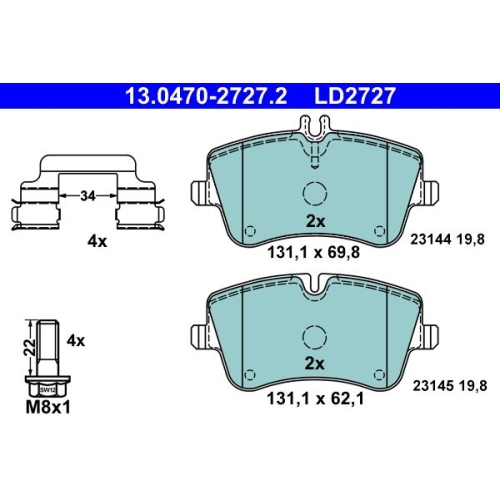 Bremsbelagsatz, Scheibenbremse ATE 13.0470-2727.2 ATE Ceramic f&uuml;r MERCEDES-BENZ
