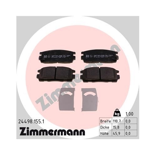Bremsbelagsatz, Scheibenbremse ZIMMERMANN 24498.155.1 f&uuml;r OPEL CHEVROLET