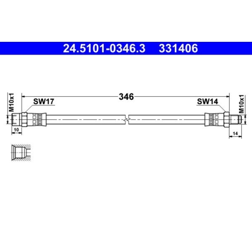 Bremsschlauch ATE 24.5101-0346.3 f&uuml;r MERCEDES-BENZ, Vorderachse
