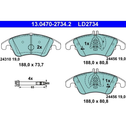 Bremsbelagsatz, Scheibenbremse ATE 13.0470-2734.2 ATE Ceramic f&uuml;r MERCEDES-BENZ