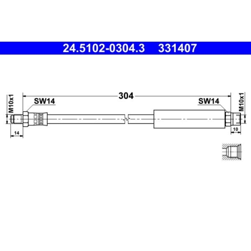 Bremsschlauch ATE 24.5102-0304.3 f&uuml;r BMW, Hinterachse, Vorderachse