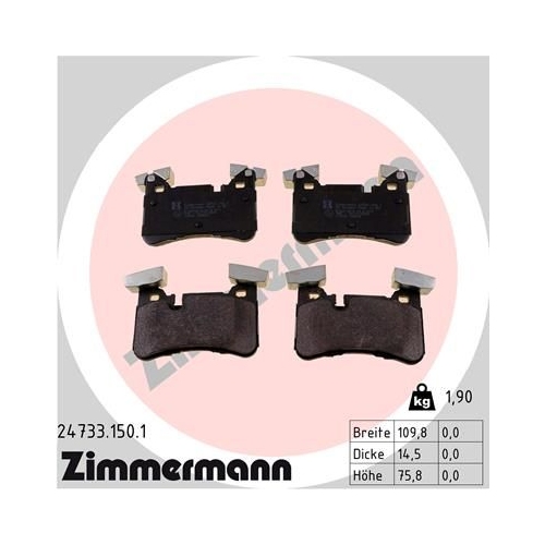 Bremsbelagsatz, Scheibenbremse ZIMMERMANN 24733.150.1 f&uuml;r MERCEDES-BENZ