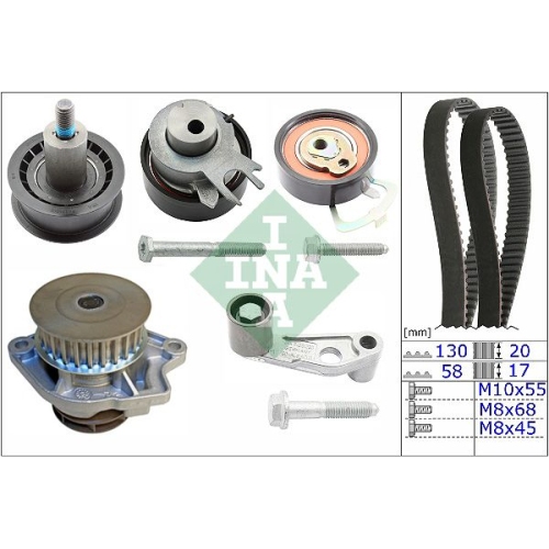 Wasserpumpe + Zahnriemensatz INA 530 0089 31 f&uuml;r AUDI SEAT SKODA VW VW (SVW)