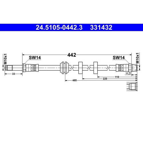 Bremsschlauch ATE 24.5105-0442.3 f&uuml;r SEAT VAG, Vorderachse