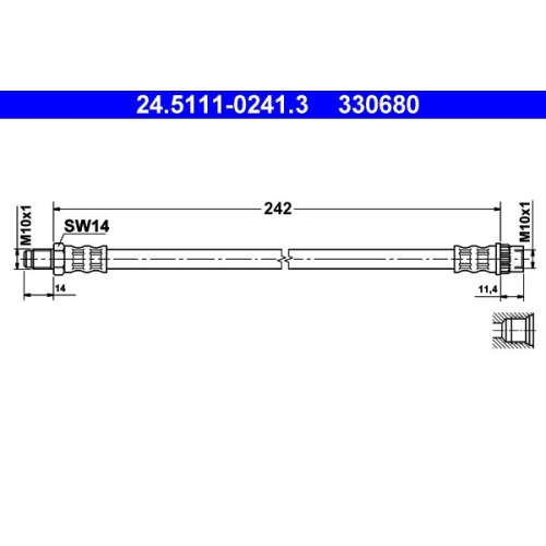 Bremsschlauch ATE 24.5111-0241.3 f&uuml;r RENAULT, Vorderachse
