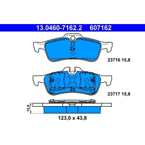 Bremsbelagsatz, Scheibenbremse ATE 13.0460-7162.2 f&uuml;r BMW MINI, Hinterachse