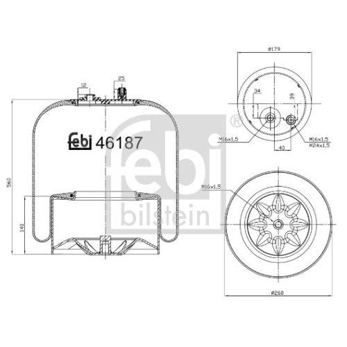 Febi Bilstein 46187 Luftfederbalg mit Stahlkolben , 1 St&uuml;ck