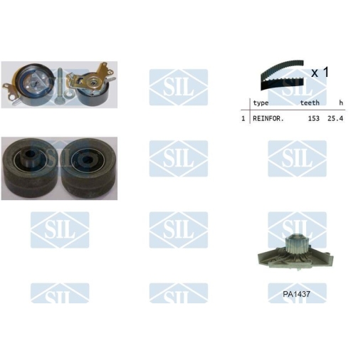 Wasserpumpe + Zahnriemensatz Saleri SIL K1PA1437 f&uuml;r CITRO&Euml;N