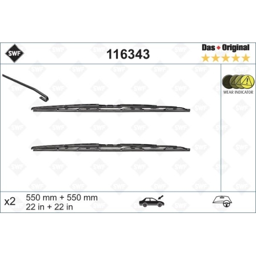Wischblatt SWF 116343 DAS ORIGINAL SET f&uuml;r, vorne