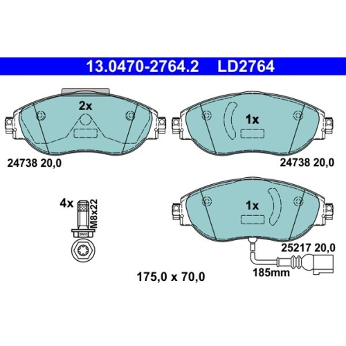 Bremsbelagsatz, Scheibenbremse ATE 13.0470-2764.2 ATE Ceramic f&uuml;r VAG