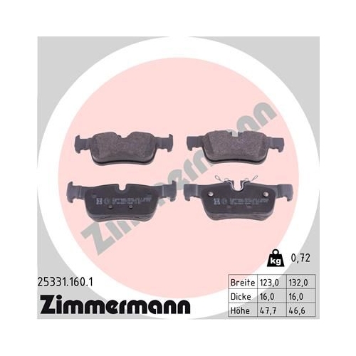 Bremsbelagsatz, Scheibenbremse ZIMMERMANN 25331.160.1 f&uuml;r BMW MINI ZINORO