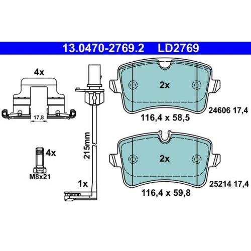 Bremsbelagsatz, Scheibenbremse ATE 13.0470-2769.2 ATE Ceramic f&uuml;r VAG