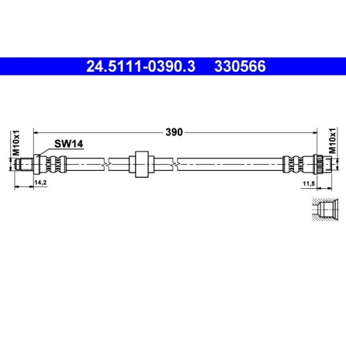 Bremsschlauch ATE 24.5111-0390.3 f&uuml;r RENAULT, Vorderachse